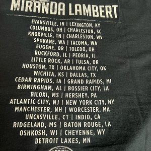 2015 Platinum Miranda Lambert concert t shirt black size medium
